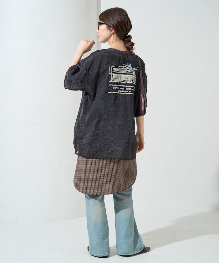 歐根紗 × T恤 背部刺繡 短袖 T恤