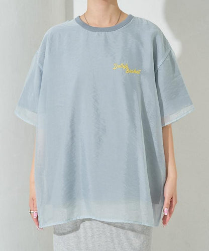 歐根紗 × T恤 背部刺繡 短袖 T恤