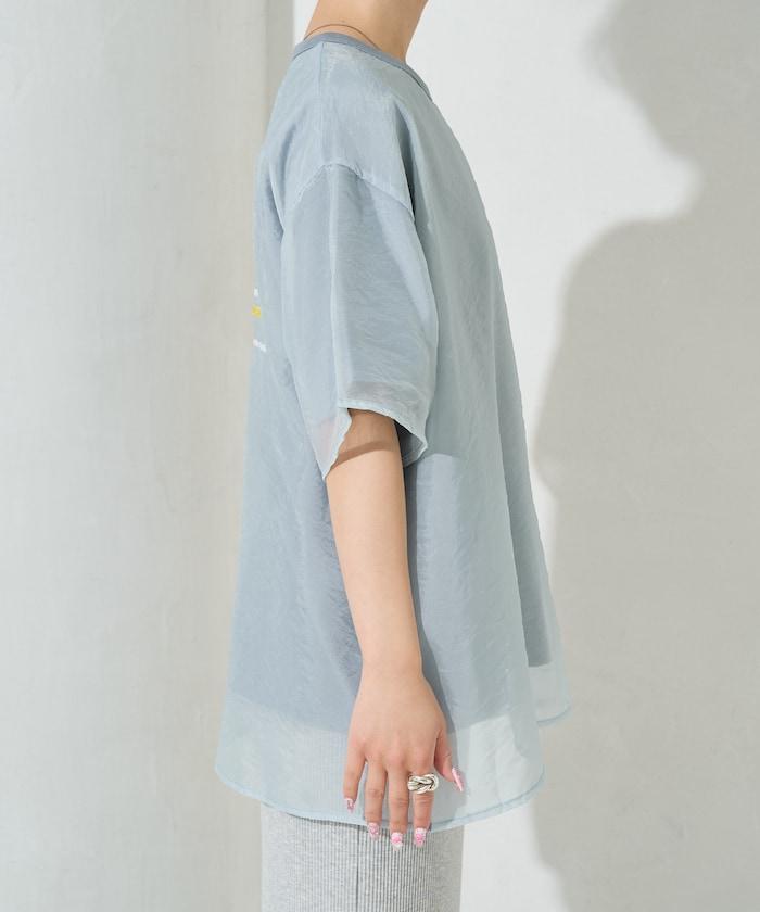 歐根紗 × T恤 背部刺繡 短袖 T恤