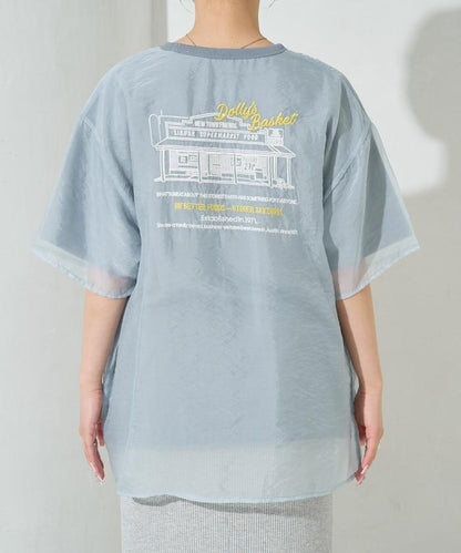 歐根紗 × T恤 背部刺繡 短袖 T恤