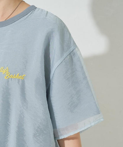 歐根紗 × T恤 背部刺繡 短袖 T恤