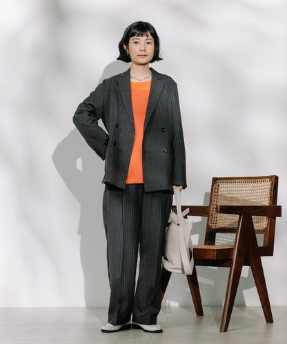 亞麻觸感 褶皺 寬鬆褲