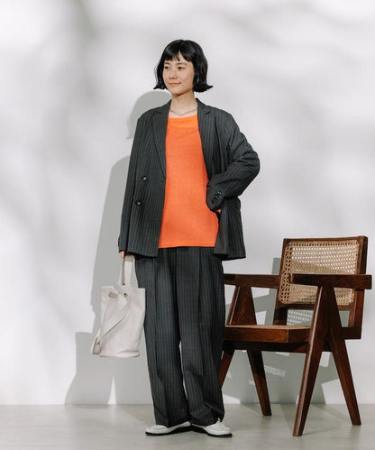 亞麻觸感 褶皺 寬鬆褲