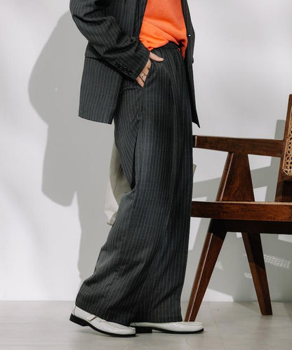 亞麻觸感 褶皺 寬鬆褲