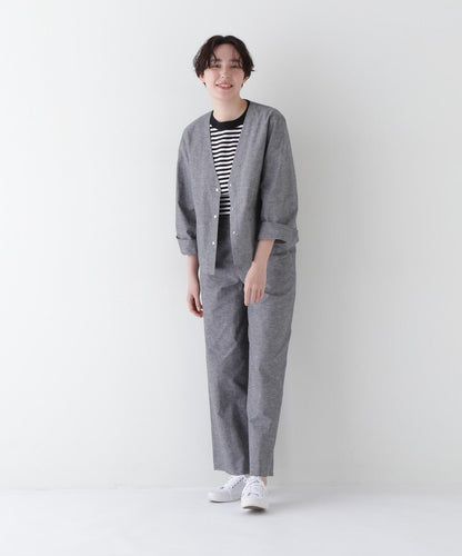 棉麻水洗V領夾克