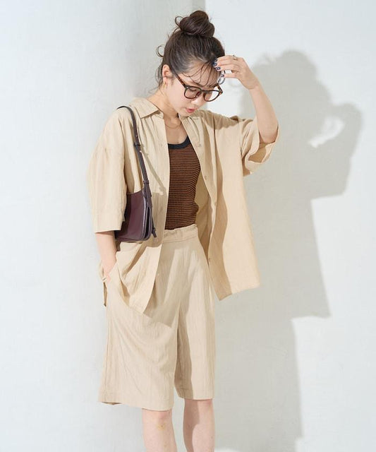 洗水處理 短袖 襯衫 短褲 套裝