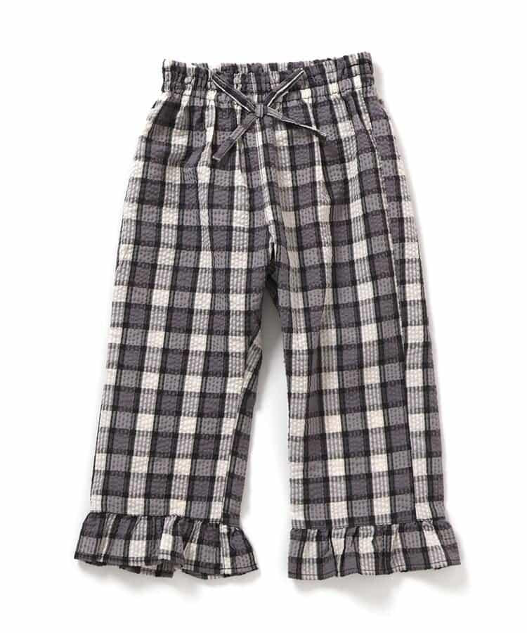 【連衣裙】下襬荷葉邊格子褲 九分褲