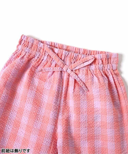 【連衣裙】下襬荷葉邊格子褲 九分褲