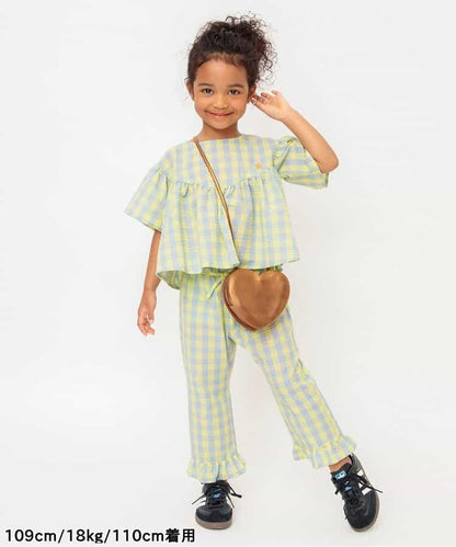 【連衣裙】下襬荷葉邊格子褲 九分褲