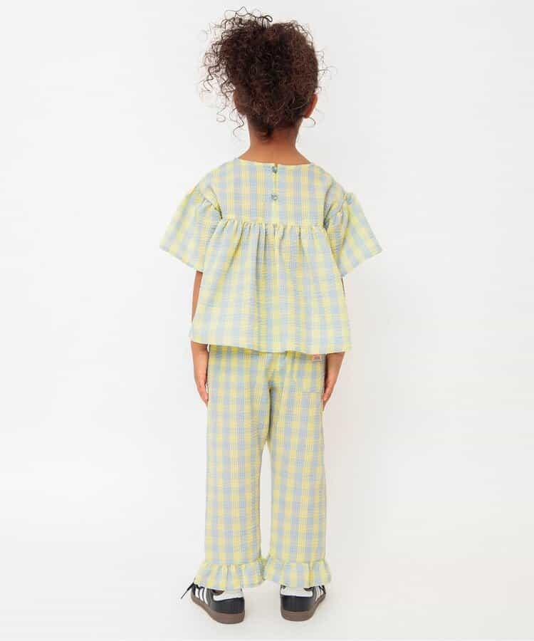 【連衣裙】下襬荷葉邊格子褲 九分褲