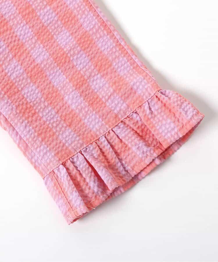 【連衣裙】下襬荷葉邊格子褲 九分褲