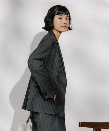 亞麻觸感西裝外套