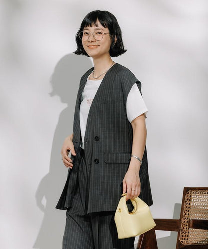 接觸冷感/UV 亞麻觸感 雙層背心＜套裝搭配適用＞