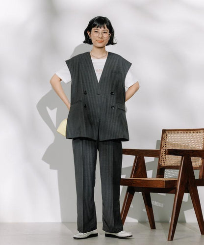 接觸冷感/UV 亞麻觸感 雙層背心＜套裝搭配適用＞