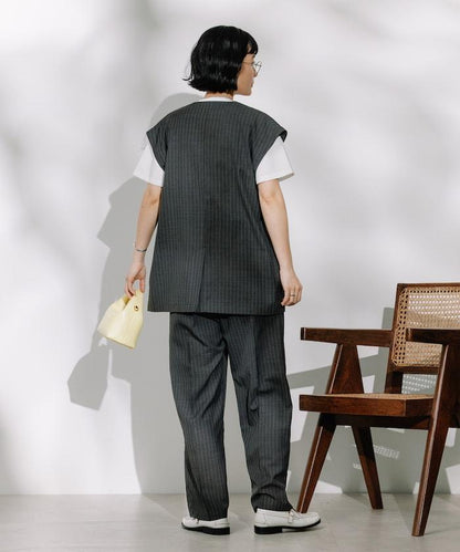 接觸冷感/UV 亞麻觸感 雙層背心＜套裝搭配適用＞