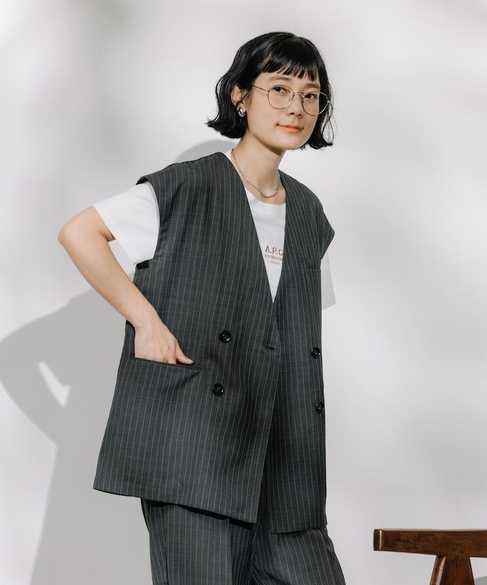 接觸冷感/UV 亞麻觸感 雙層背心＜套裝搭配適用＞