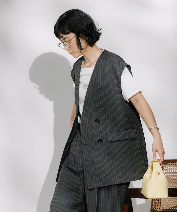 接觸冷感/UV 亞麻觸感 雙層背心＜套裝搭配適用＞