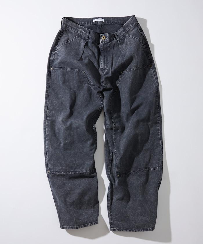 寬鬆直筒 雙膝異色牛仔褲