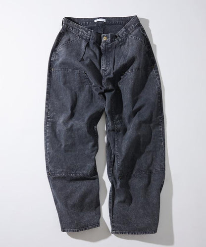 寬鬆直筒 雙膝異色牛仔褲