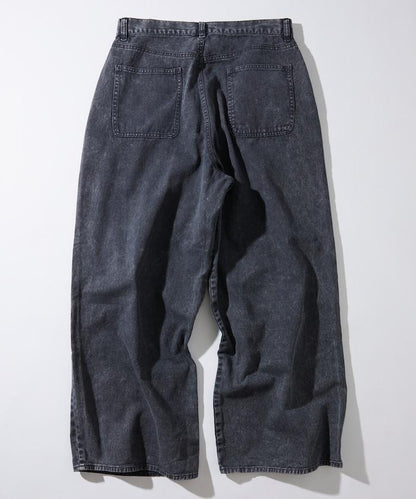 寬鬆直筒 雙膝異色牛仔褲