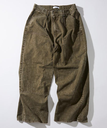 寬鬆直筒 雙膝異色牛仔褲