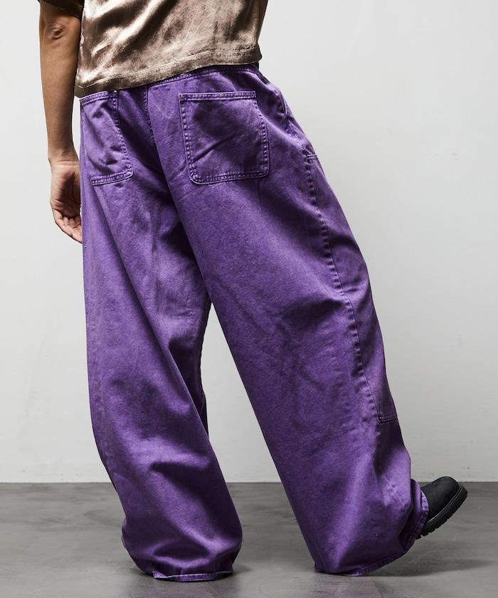 寬鬆直筒 雙膝異色牛仔褲