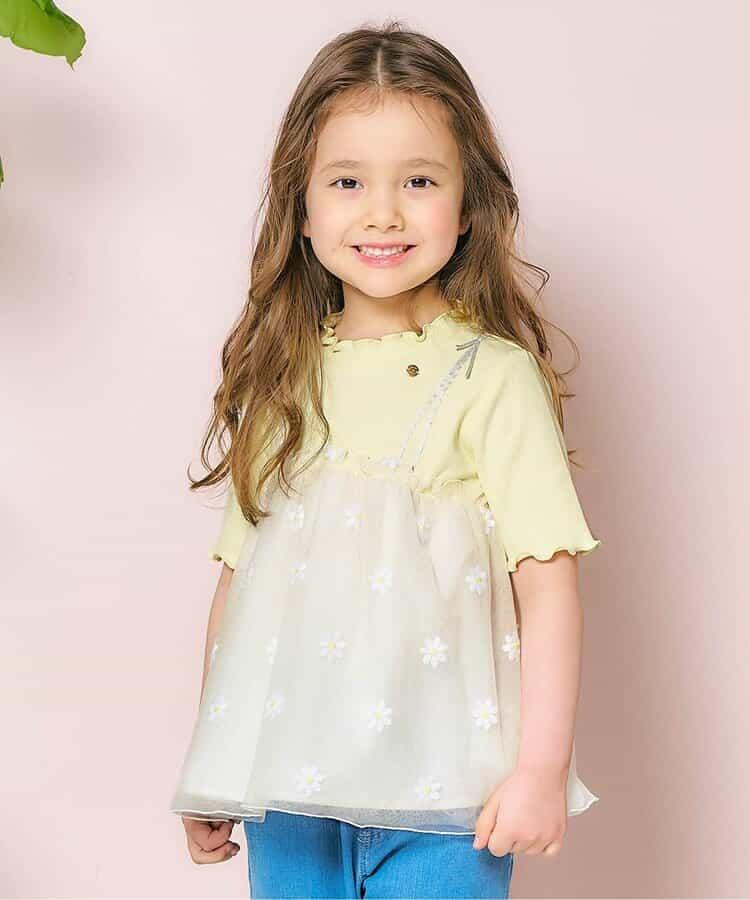 花朵刺繡拼接蕾絲上衣