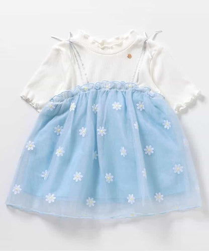 花朵刺繡拼接蕾絲上衣