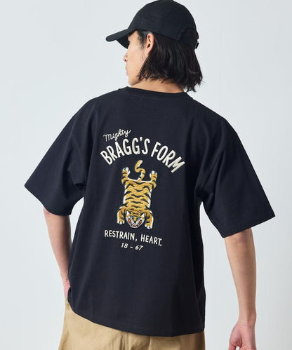 大尺寸設計背部刺繡圓領T恤 / TIGER