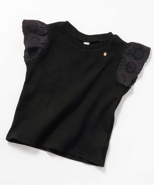 華夫餅蕾絲荷葉邊T恤