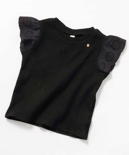 華夫餅蕾絲荷葉邊T恤