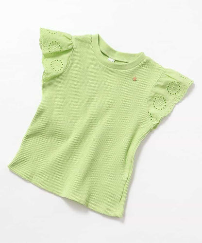 華夫餅蕾絲荷葉邊T恤