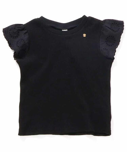 華夫餅蕾絲荷葉邊T恤