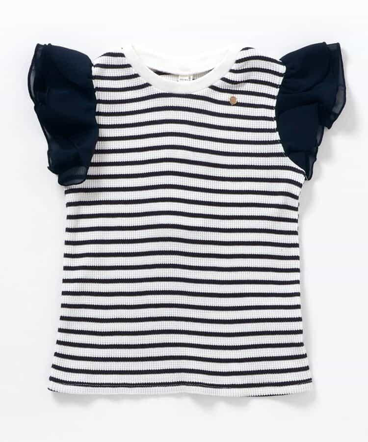 華夫餅蕾絲荷葉邊T恤