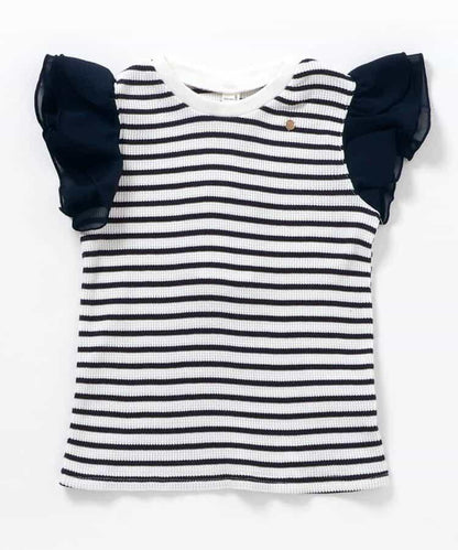 華夫餅蕾絲荷葉邊T恤