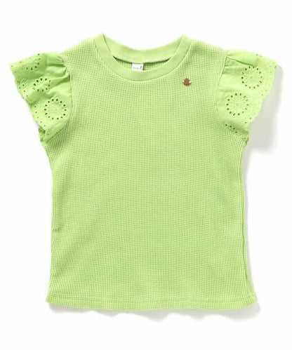 華夫餅蕾絲荷葉邊T恤