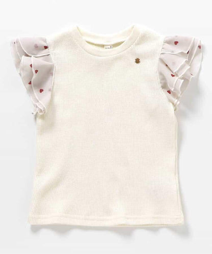 華夫餅蕾絲荷葉邊T恤