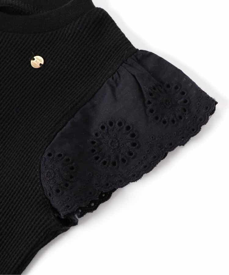 華夫餅蕾絲荷葉邊T恤