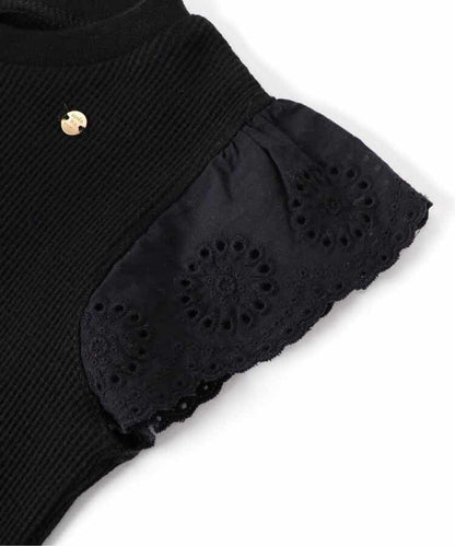 華夫餅蕾絲荷葉邊T恤