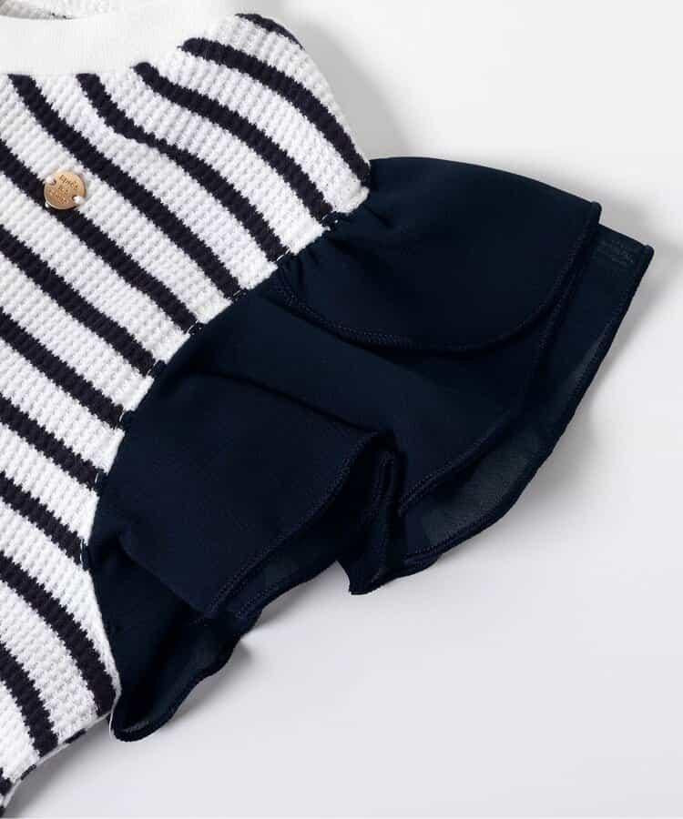 華夫餅蕾絲荷葉邊T恤