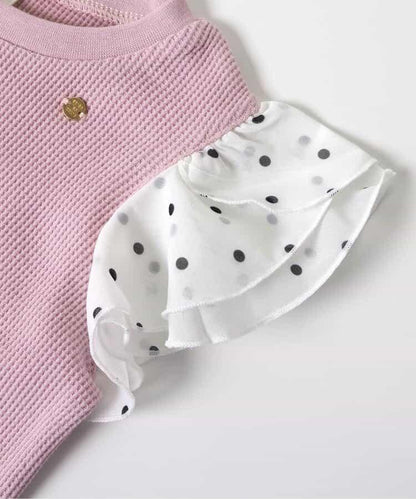 華夫餅蕾絲荷葉邊T恤