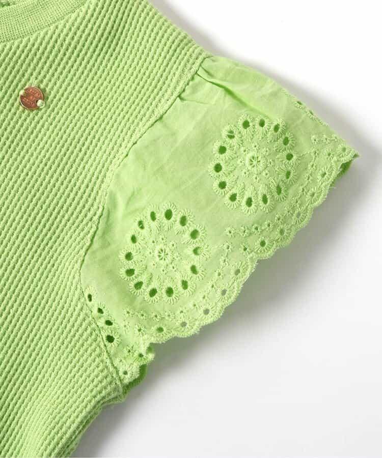 華夫餅蕾絲荷葉邊T恤