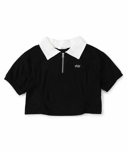 前拉鍊收褶T-shirt