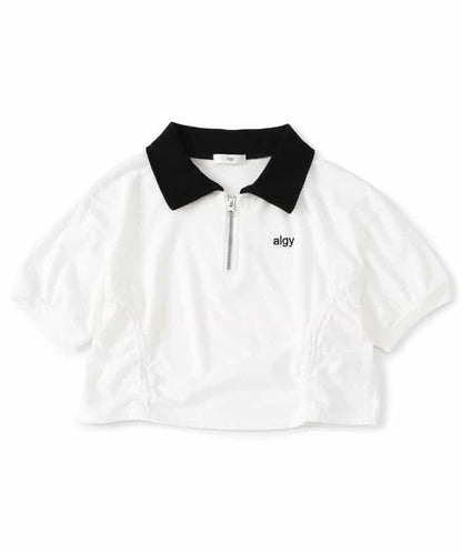 前拉鍊收褶T-shirt