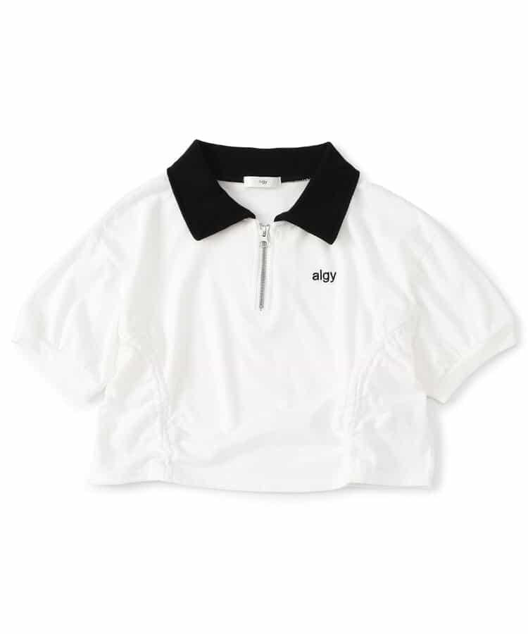 前拉鍊收褶T-shirt