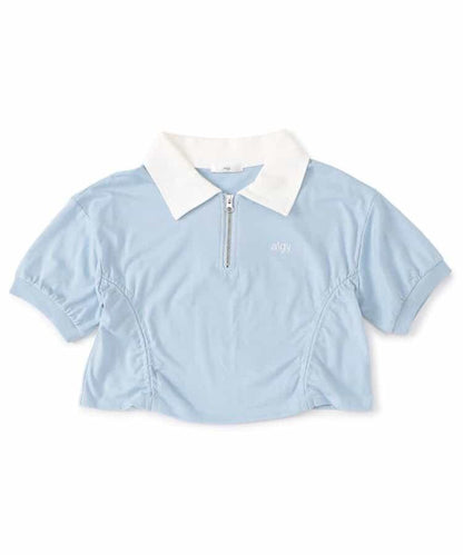 前拉鍊收褶T-shirt