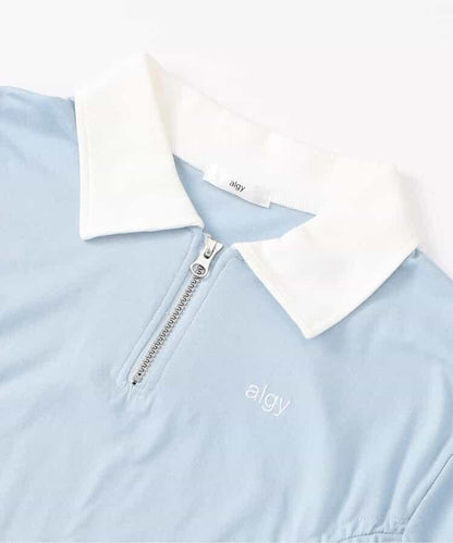 前拉鍊收褶T-shirt