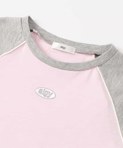 金屬logo拉鍊Raglan T-shirt