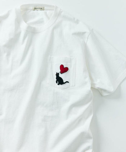 大尺寸 印花裝飾 圓領 帶口袋T恤