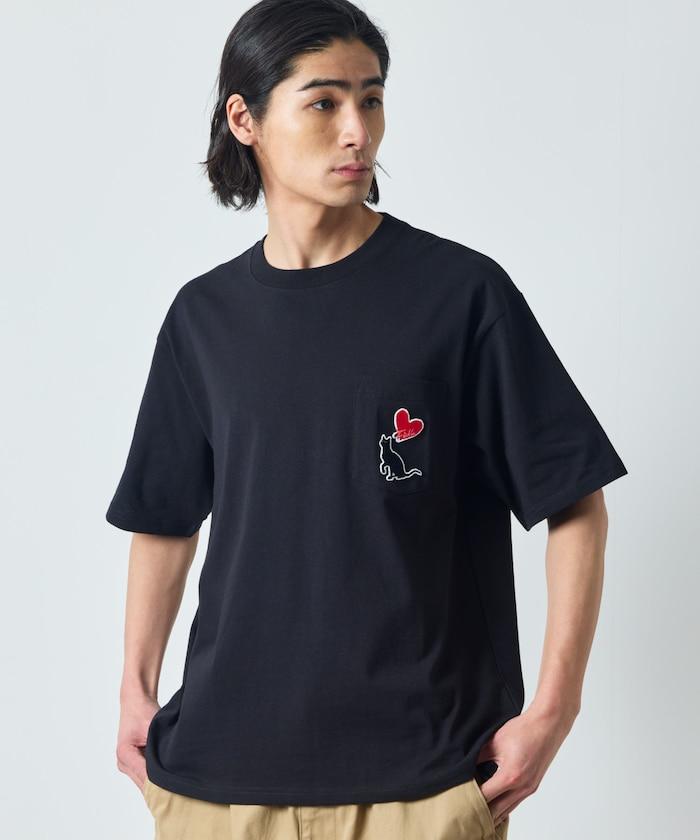 大尺寸 印花裝飾 圓領 帶口袋T恤